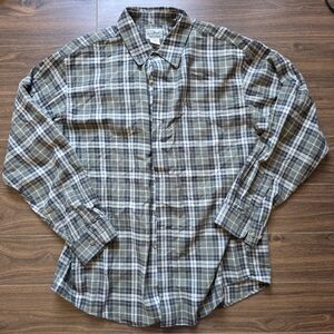 L.L. Bean Men's Plaid Shirt - Green and Brown